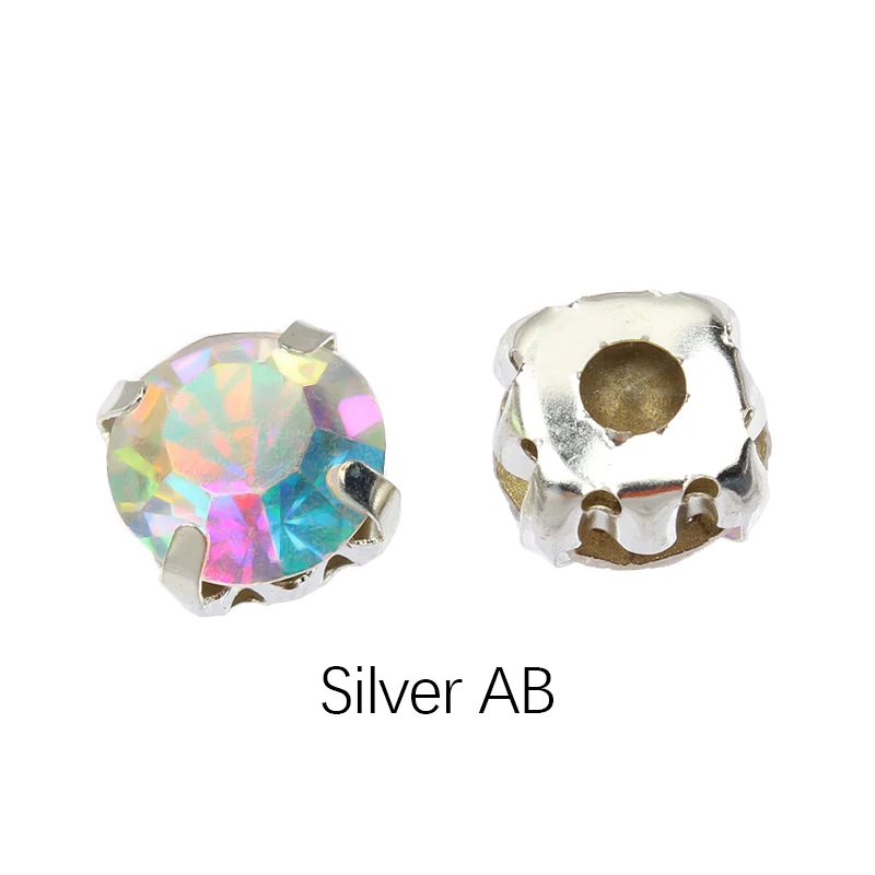 Silver AB Горячая пришить горный хрусталь кристально чистый и AB серебро/золото коготь ss12 ss16 ss25 ss30 ss35 ss40 ss50 для одежды DIY украшения - Цвет: Silver AB