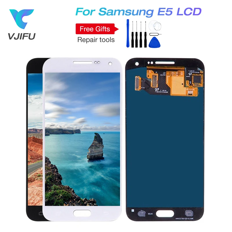 E5 ЖК-дисплей кодирующий преобразователь сенсорного экрана в сборе запасные части для SAMSUNG Galaxy E5 E500 E500F E500H E5 Duos ЖК-дисплей
