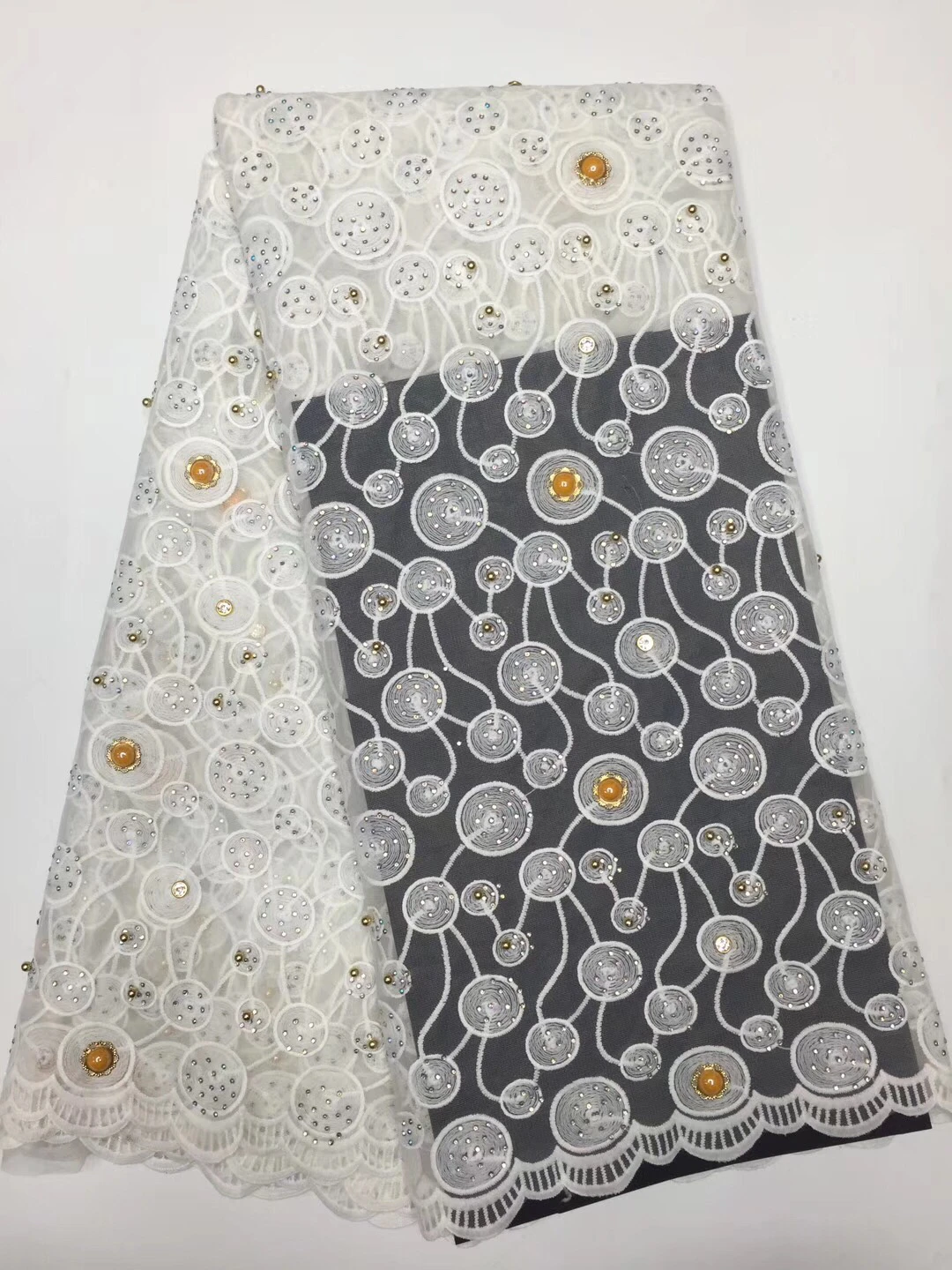 

French Lace Fabric 2018 Black African Rope Lacing Fabric with Stone High Quality Nigerian Lace Wedding Dress D2395