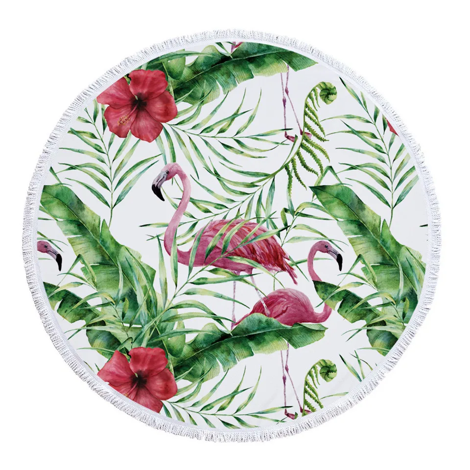 Мягкое Круглое пляжное полотенце с Фламинго кисточкой коврик для йоги Пляжная