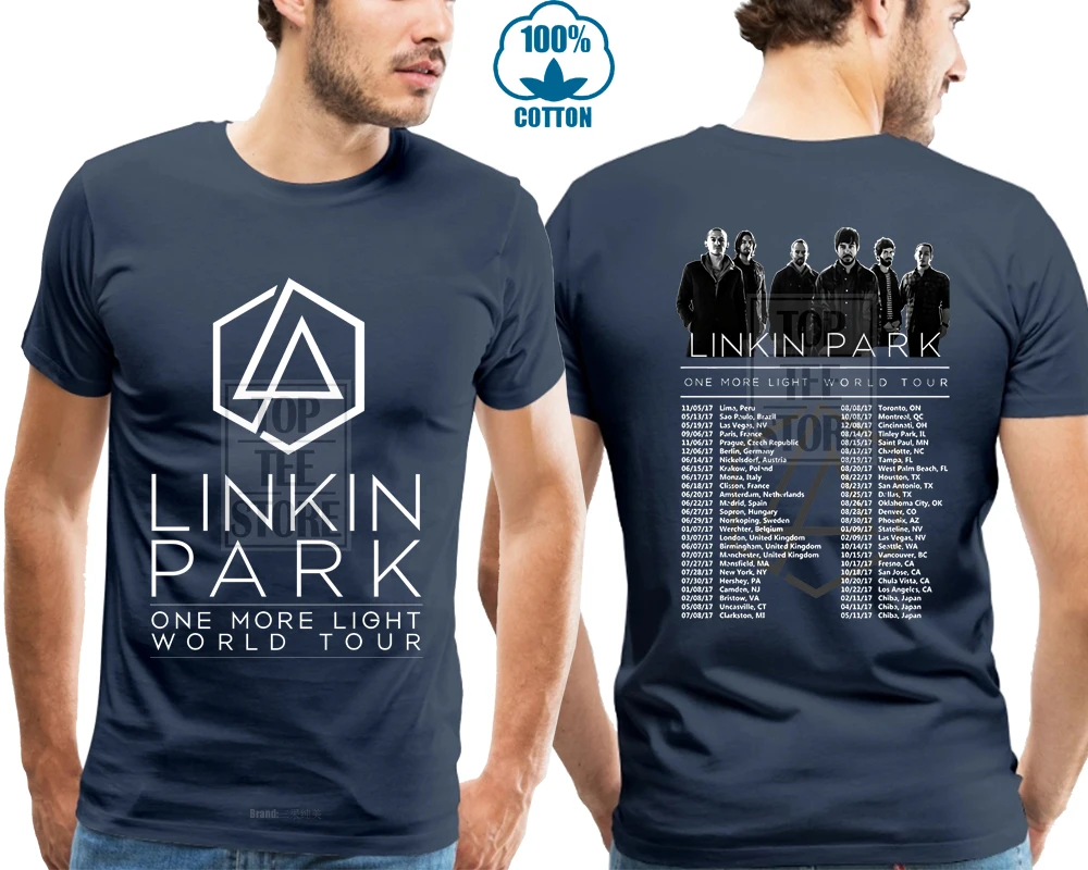 Тёмно-синий Новинка, черный короткий топ, футболки, Linkin Park World Tour, футболка черного цвета, дизайн, размер S 4Xl - Цвет: Тёмно-синий