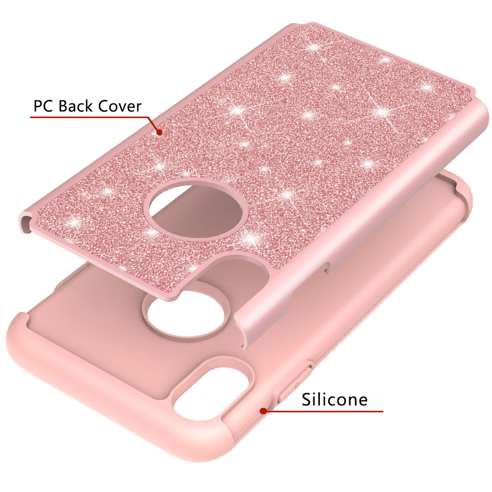 HYAZLZ Case for iPhone XR XS 6 6s 7 8 X Capa Coque Glitter Silicone PC Back Cover MAX Plus |