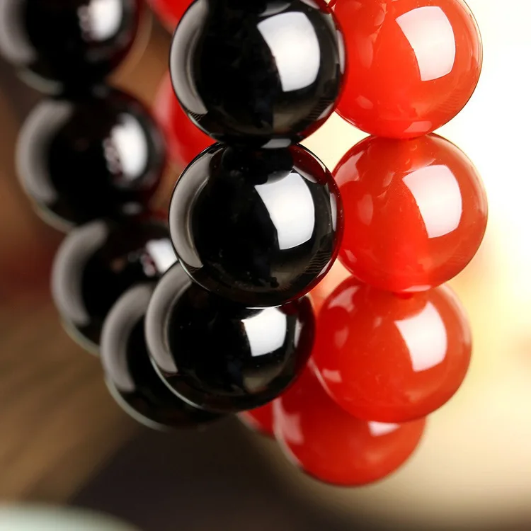 Браслеты из натурального агата с эластичной лентой украшенные нефритом для