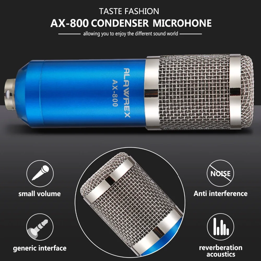 Караоке микрофон Alawrex AX 800 конденсаторный KTV BM для компьютера радиовещания записи
