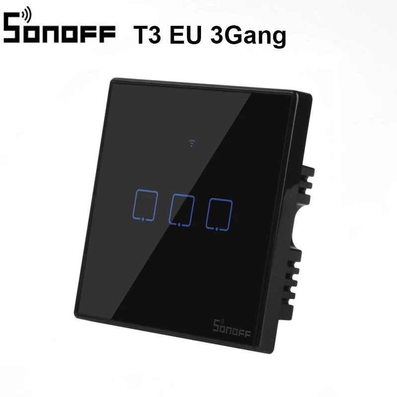T3 EU 3Gang Интеллектуальный выключатель света Sonoff T3 T2EU 86 Размеры 1/2/3 серии TX 433 МГц RF Дистанционное управление переключатель Wi-Fi с границы ewelink Управление домашней автоматизации - Bundle: T3 EU 3Gang