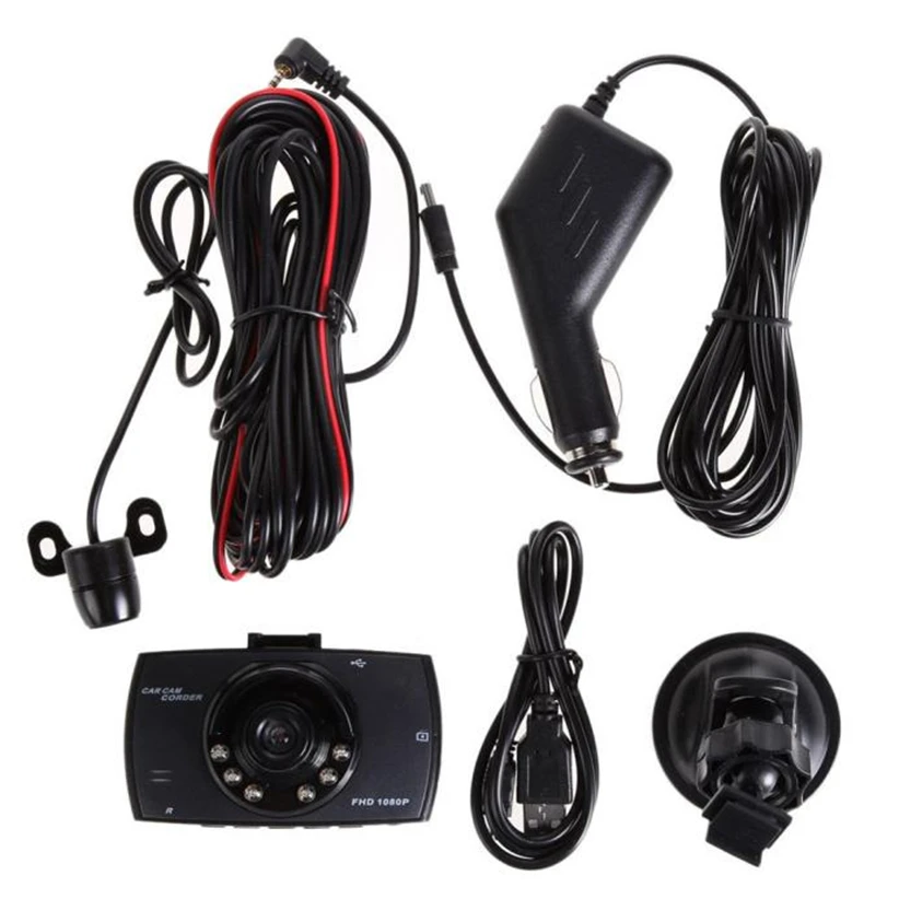 1080 P 2 7 'HD ЖК дисплей сдвоенный объектив автомобиль тире камера видео DVR Cam