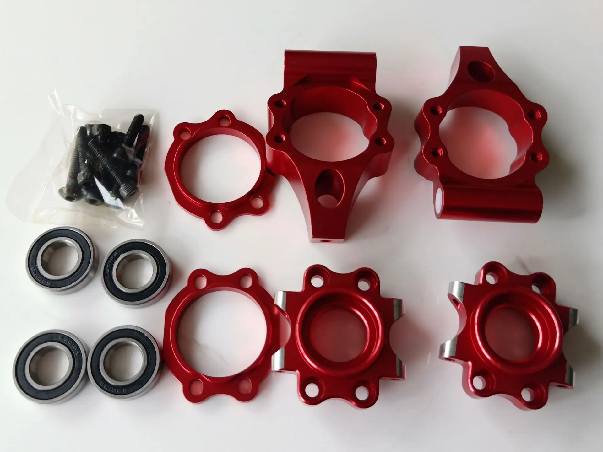 6pcs red GTB гоночный сплав с ЧПУ Передний+ задний Ступица колеса несущая Крепление c рулевая ступица для Baja 5B SS 5 T 5sc 1/5 rc автомобиль с подшипником и винтом - Цвет: 6pcs red