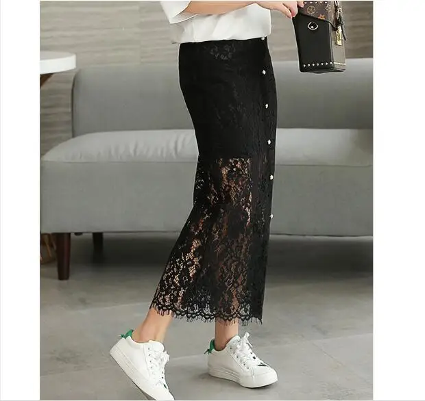 Women's Skirt High Waist Pencil Summer Fashion Women long Length Lace Lady Skirts Plus Size Y076 | Женская одежда
