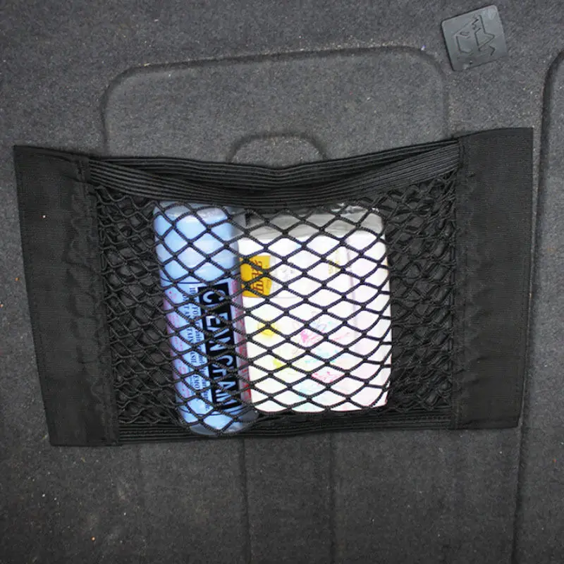

1 Piece Car Back Rear Trunk Seat Elastic String Flexible Double Net Mesh Storage Bag Baggage Universal Pocket Cage Easy Install