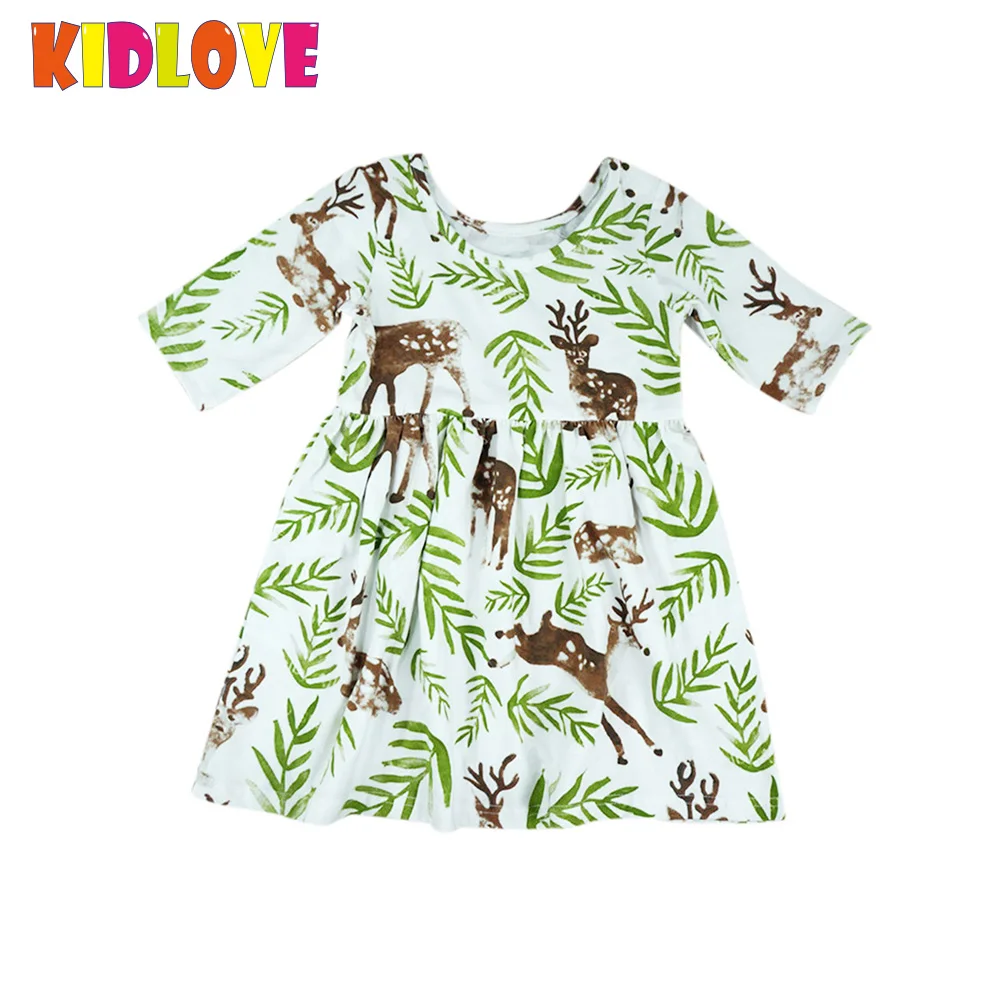 Kidlove/Платье с принтом оленя для маленьких девочек платье принцессы коротким