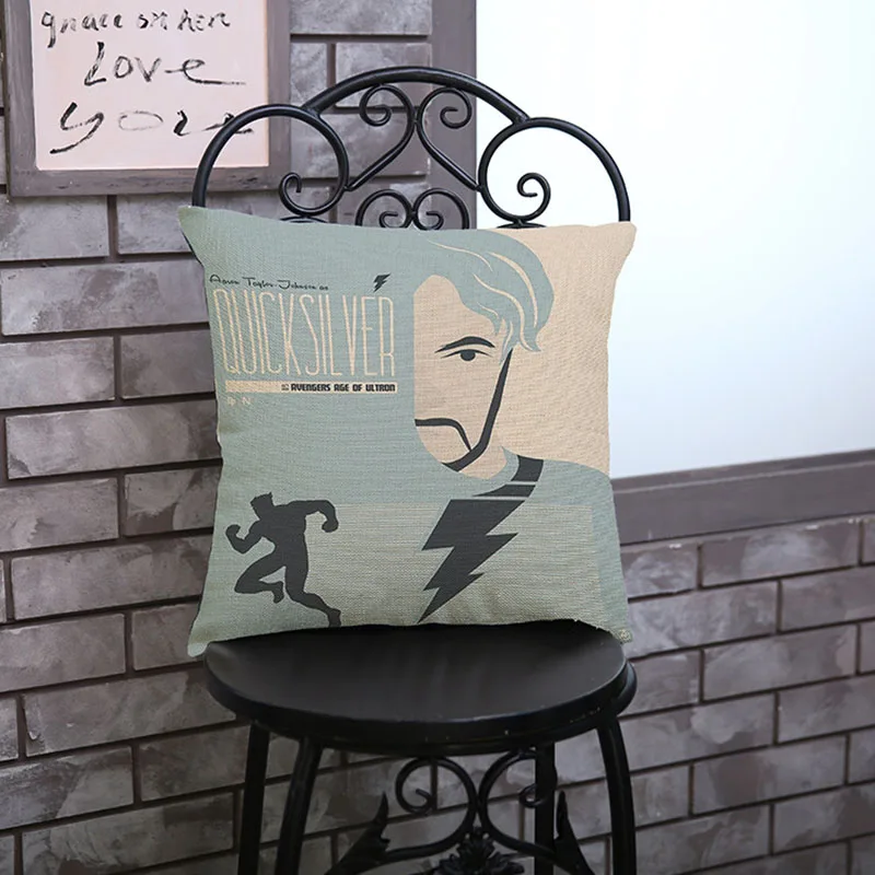 Подушечка для дивана из хлопкового льна "Film Avenger League 2" в домашнем европейском стиле для украшения автомобиля, подарка, спальни. Наволочка для подушки 45*45 см.