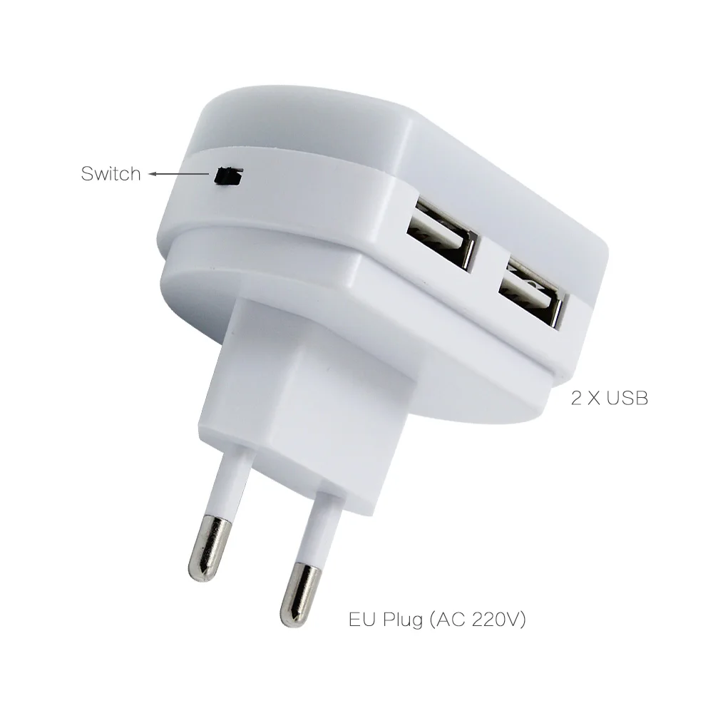 Светодиодный настенный ночник BEIAIDI с двумя USB портами 5 В 1 А автоматический