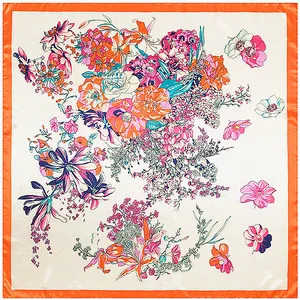 2018 37 цветов 90 см * 90 см роскошный брендовый индейский шарф с принтом короны из саржевого шелка женский головной платок цветочный квадратный шарф шали