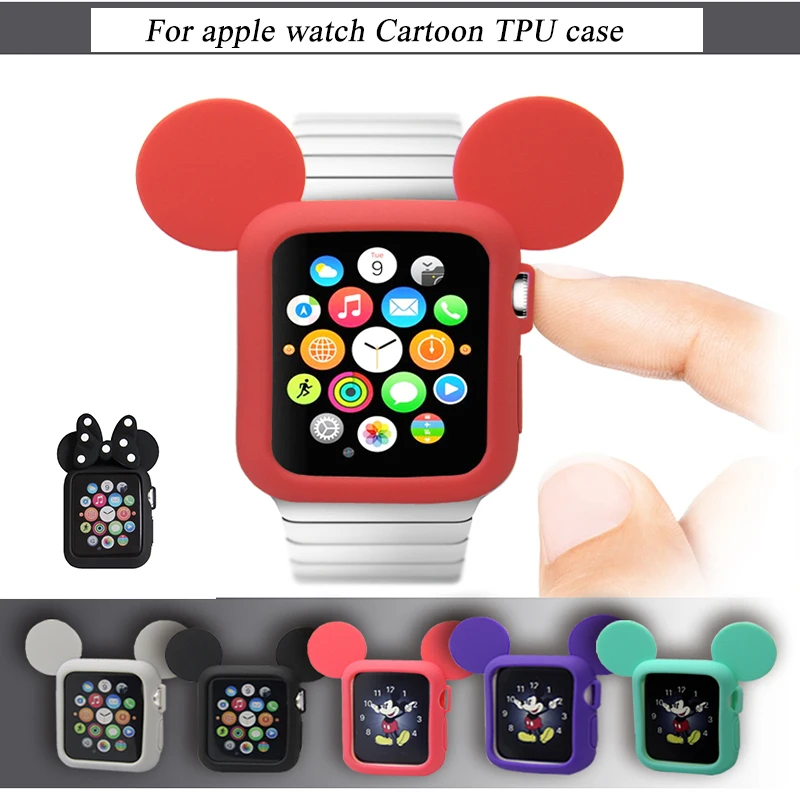 Soft Silicone Cove bumper For Apple Watch 7 6 5 4 41mm 45mm 44/40mm Cute Minnie Protective Case for iWatch 3 38/42mm Accessories