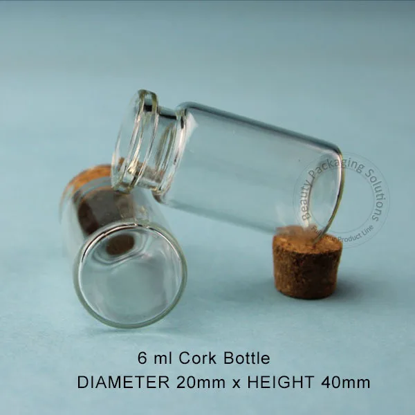 20 шт./лот продвижение 6 мл Стекло Корк бутылки мини образец флакон малый 1/5 унц. jar