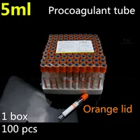 medical disposable vacuum suction tube procoagulant tube 5ml orange cap anticoagulant biochemical tube orange lid laboratory