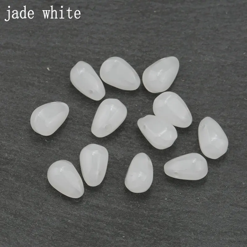 jade white 100 шт 6x9 мм смешанные цвета гладкое стекло капли воды бусины Кристалл Австрийские бусины для браслета серьги изготовление Ювел - Цвет: jade white
