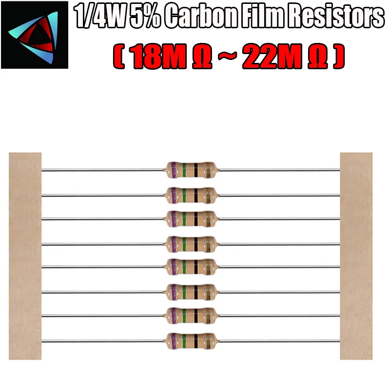 

100pcs 1/4W 5% Carbon Film Resistor 18M 20M 22M ohm