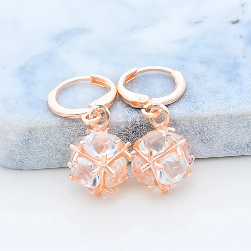 1pair Gold Color Shiny Beautiful Ball CZ Cubic Zirconia Dangle Earrings Jewelry 4 Colors Choose Drop Ship | Украшения и