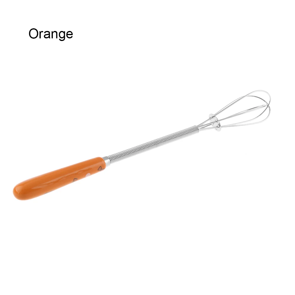 orange 1 шт. Цветной Нержавеющий взбиватель для взбивания кофе, молока, миксер для взбивания яиц, вращающийся пенообразователь, ручные кухонные инструменты для приготовления пищи - Цвет: orange