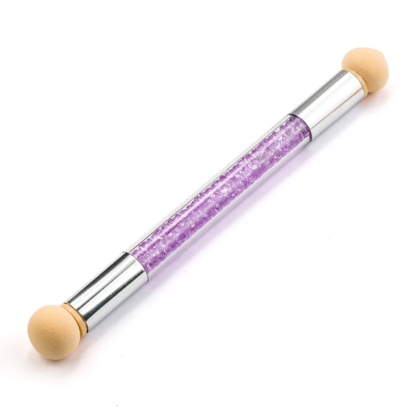 Purple 1 шт двухголовые градиентные кисти акриловые стразы Ручка Губка для дизайна ногтей кисть для градиент Омбре ногти инструмент для маникюра - Цвет: Purple