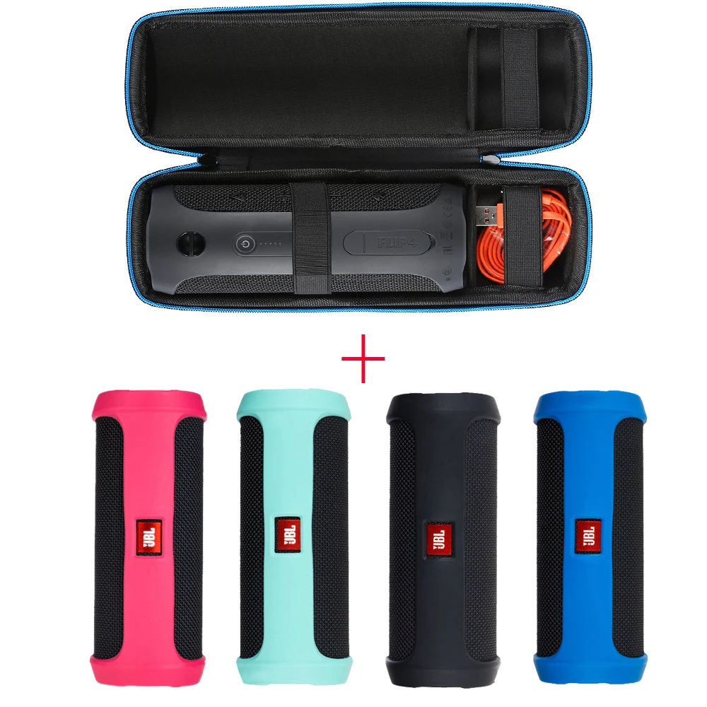 2 в 1 Жесткий EVA чехол для хранения на молнии + Мягкий силиконовый JBL Flip 4 flip4 Bluetooth