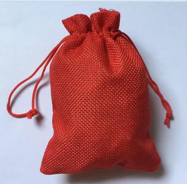 С кулиской, из джута джутовые мешки, 50 шт в наборе, 13x18 см подарочные пакеты для ювелирного bolsas de regalo joyero organizador может изготовленным на заказ логосом - Цвет: 1 Red