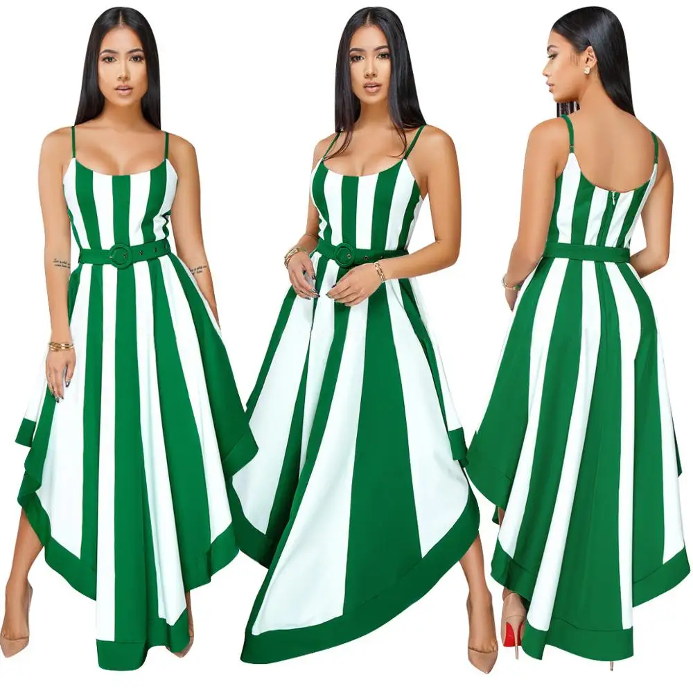 Женское длинное платье без рукавов Echoine асимметричное макси в полоску на тонких