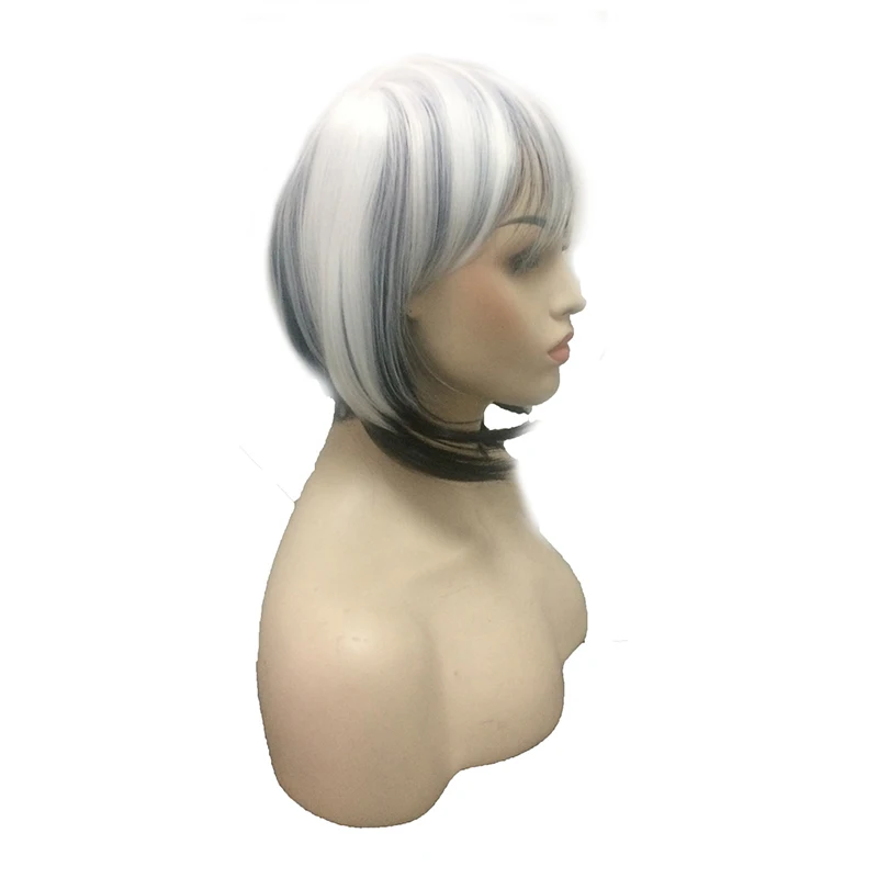 HAIRJOY Женские синтетические волосы черный белый двойной цвет короткий прямой парик в стиле БОБО