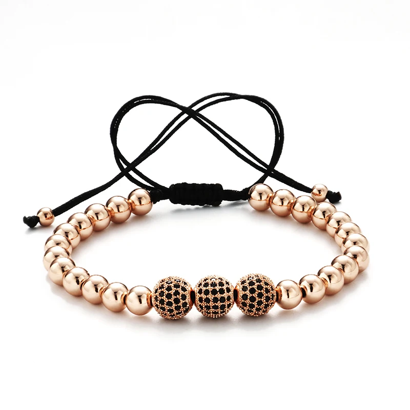 Брендовый мужской браслет 6 мм золотой цвет бусины из нержавеющей стали микро