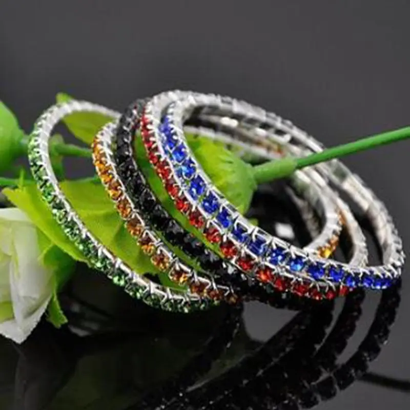 Женский эластичный браслет стразы с кристаллами серебряного цвета|gifts wall|gifts for