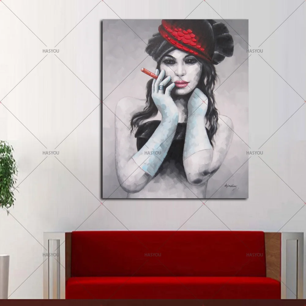 Ручная работа картина маслом на холсте современный 100% лучшее искусство курение