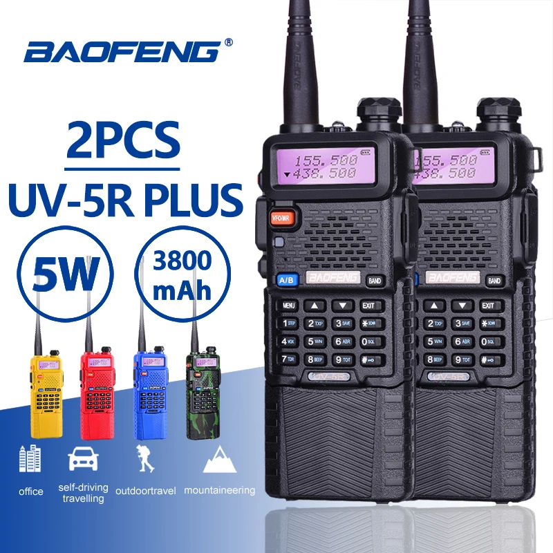 2pcs Baofeng UV-5R 5W 3800mAh Long Standby Battery Walkie Talkie UV 5R UHF VHF Dual Band Portable Hf Two Way Radio Station UV5R
