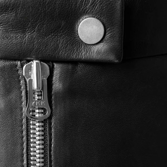 Женская короткая юбка из натуральной кожи на весну и осень черная облегающая