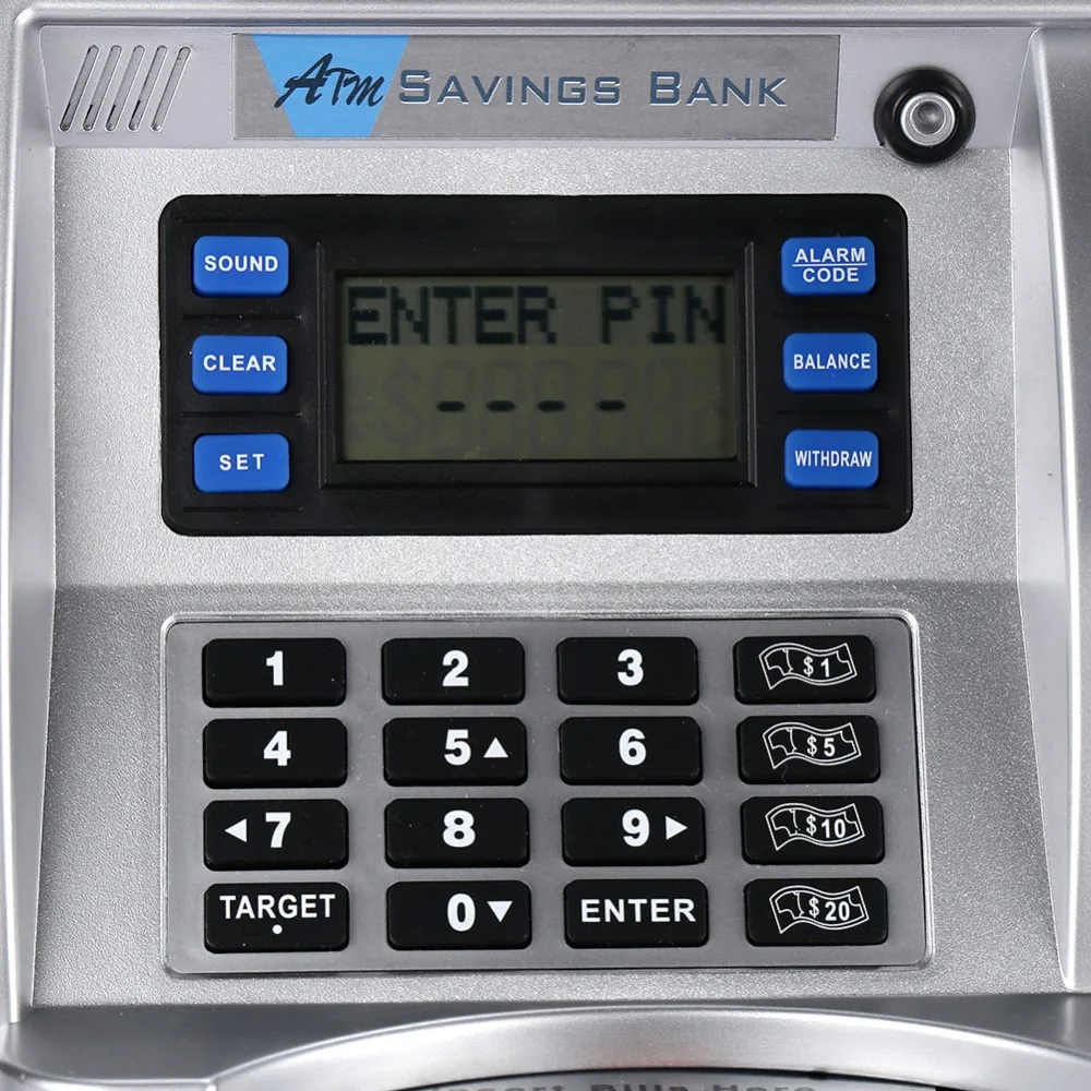 Giantree Simulation US ATM сберегающие банки ATM Копилка ATM Сейф для денег коробки с ЖК-экраном Серебряный детский подарок Сейф для денег коробка