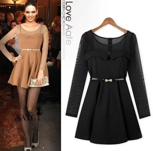 new fashion 2014 summer spring party bodycon dress Europe and the United Mesh knit stitching 2212 | Женская одежда