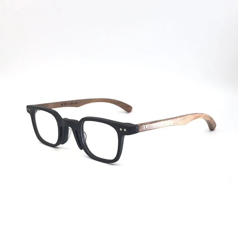 Wood Black Оправы для очков ручной работы, мужские очки для близорукости, палисандр, маленькие квадратные прозрачные линзы, модные очки, полный Оптический Рецепт - Цвет оправы: Wood Black