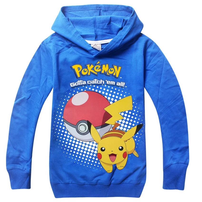 Новинка 2018 года Детская толстовка с капюшоном рисунком pokemon go весенне летний
