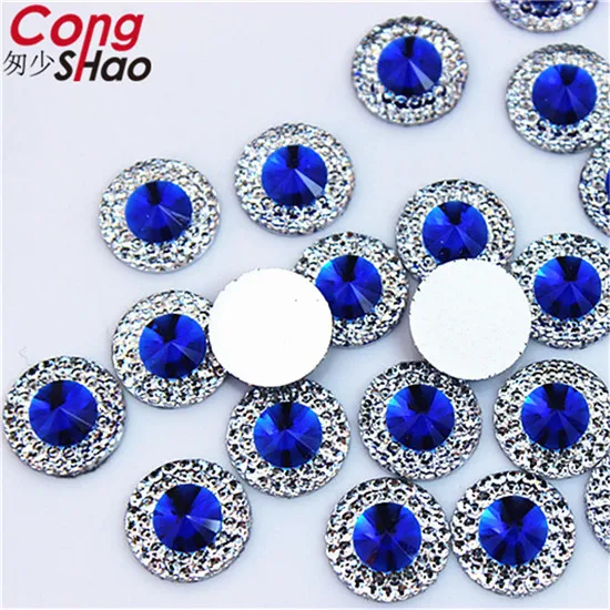Blue Cong Shao, 200 шт, 12 мм, цветные круглые камни с плоской задней частью и стразы из смолы с кристаллами, отделка «сделай сам», драгоценные камни для костюма, пуговицы для рукоделия YB495 - Цвет: Blue