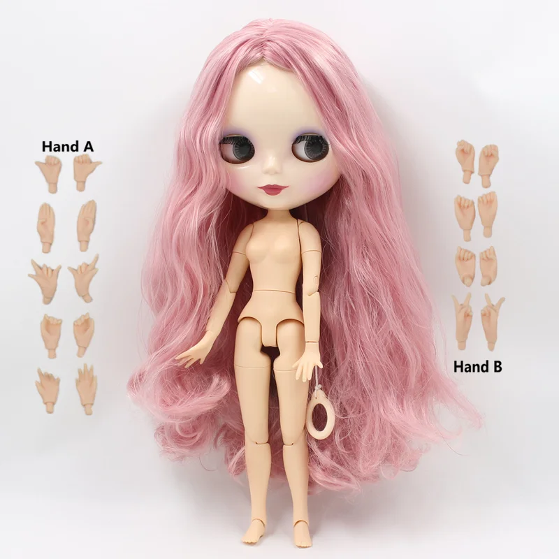 Заводская кукла blyth BL1063/1010 розовые волосы без бахромы/челка блестящая игрушка для тела 1/6 30 см - Цвет: doll with hand AB