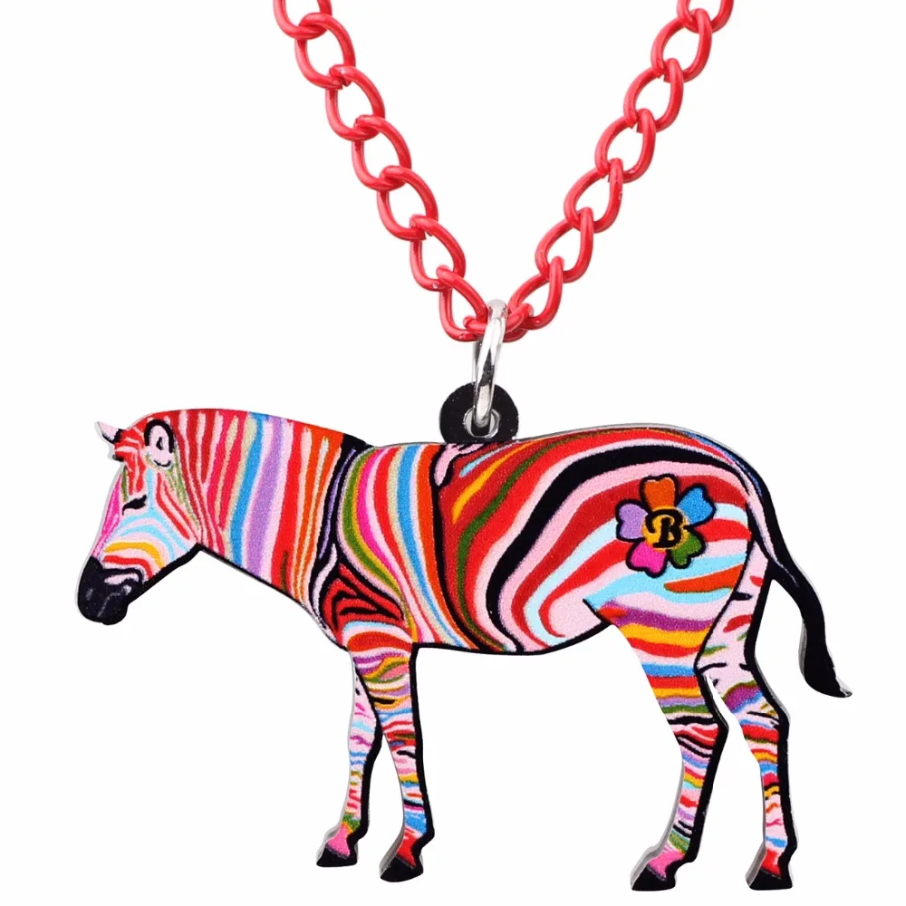 Bonsny ожерелье с животными Зебра Пинто Африка джунгли подвеска на цепочке воротник