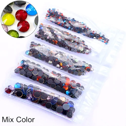 Mix Colors Смешанные SS6-SS30 DMC горячей фиксации стразы стекло кристаллические стразы АВ железо на стразы горячей фиксации из стразов для одежды DIY B3808 - Цвет: Mix Colors
