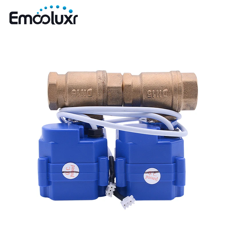 Waterpipe Water Leak Alarm Detector with 2pcs 1/2" Motorized Ball Valve and 6m Sensor Wires Free Shipping | Безопасность и
