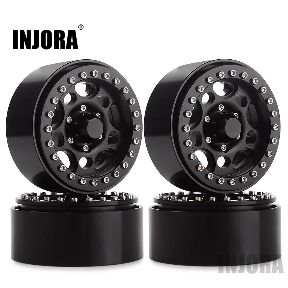 INJORA 4PCS Metal 1.9 Beadlock Wheel Rim Hub for 1:10 RC Crawler Axial SCX10 SCX10 II 90046 D90 D110 MST