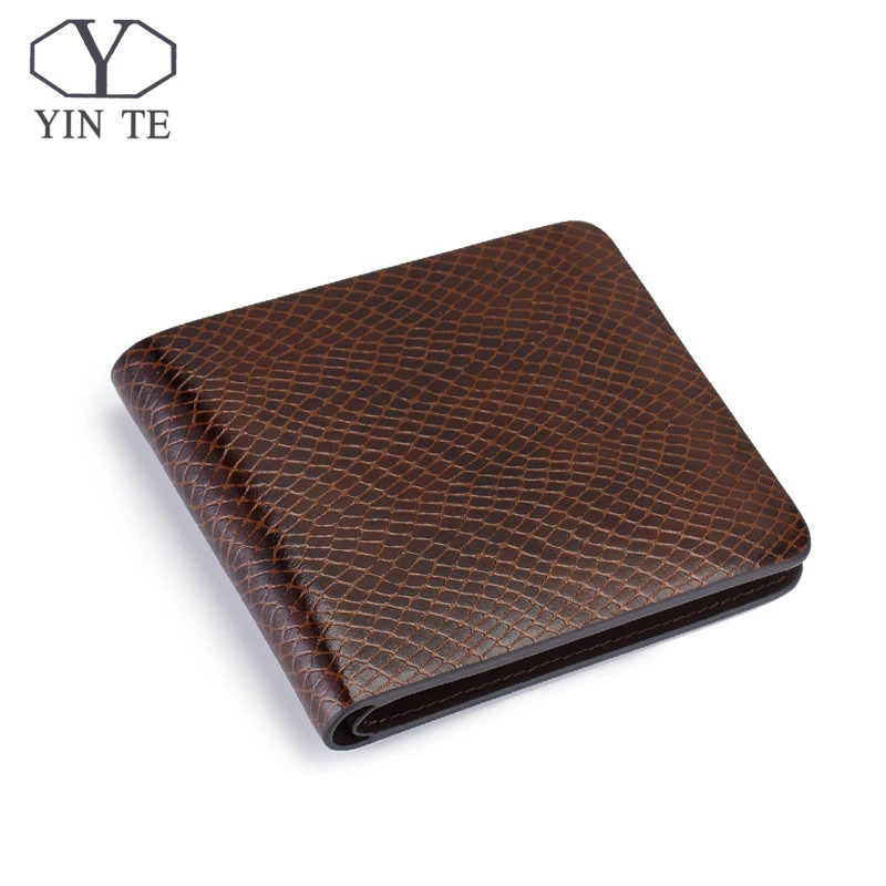 Модные мужские короткие кошельки YITNE коричневый складной бумажник мужской