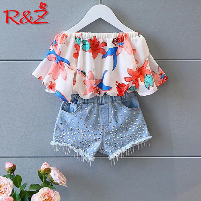 R &amp Z Детский костюм Новинка лета 2019 комплект для девочек детская футболка с