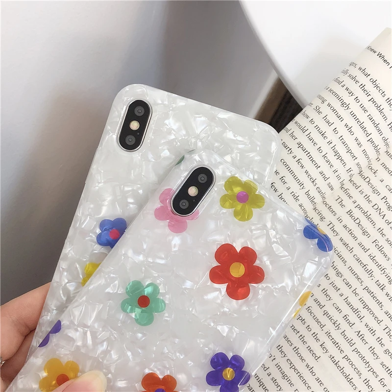 Модный цветочный чехол для Iphone X Xs Max Xr Блестящий сверкающий мягкий из ТПУ 6s 7 8plus |