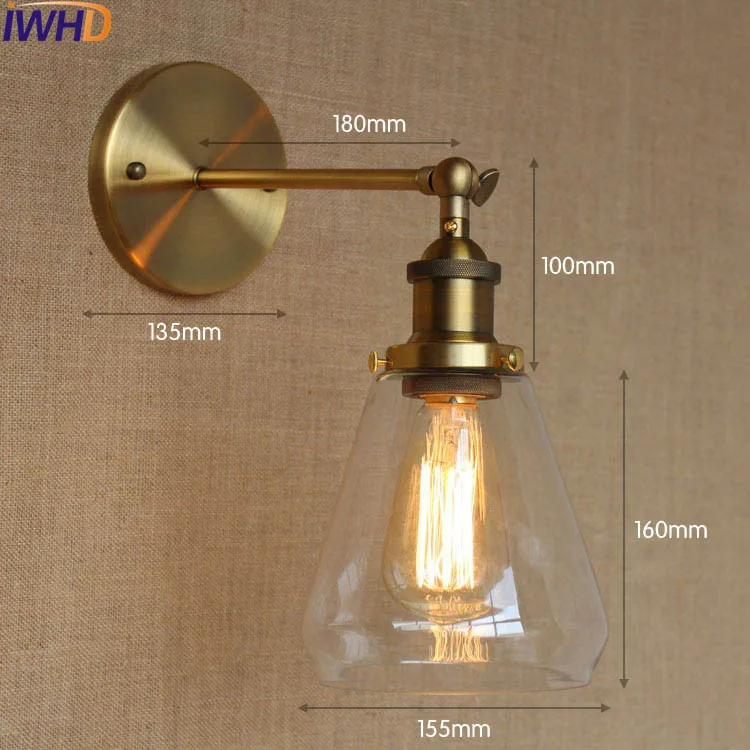 1 Iwhd Стекло мяч ретро Винтаж настенные светильники бра wandlamp LED edison промышленных настенный светильник Лофт Apliques сравнению Lampen - Цвет абажура: 1