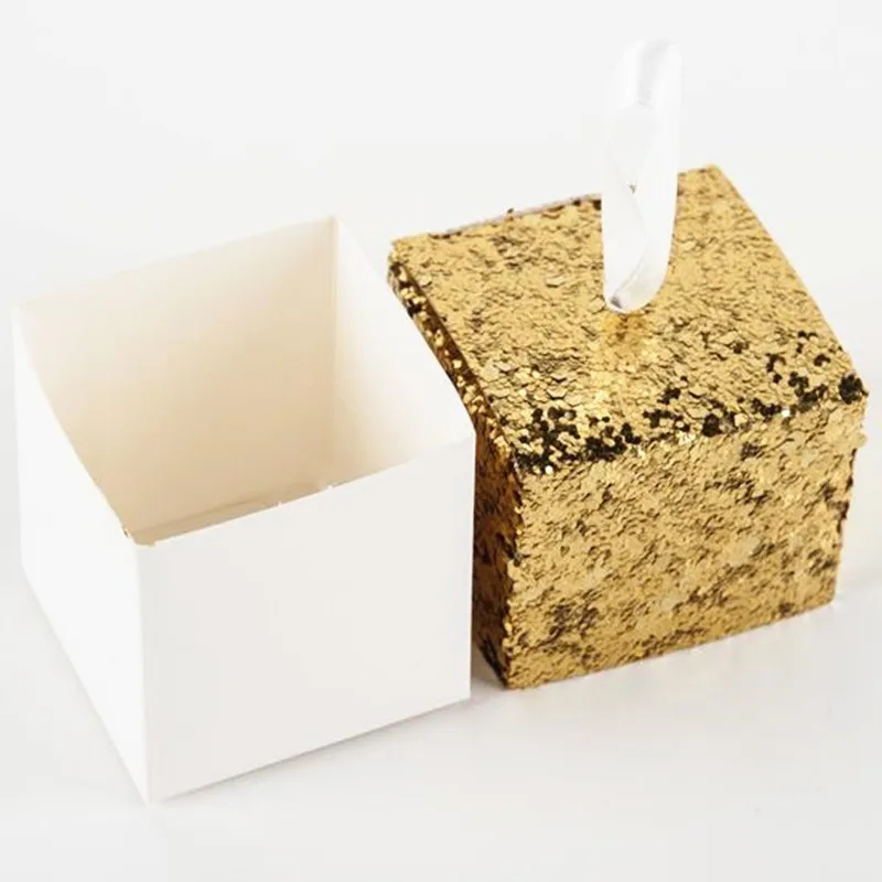 Подарочная коробка для свадебной вечеринки конфет с золотым блеском | Дом и сад