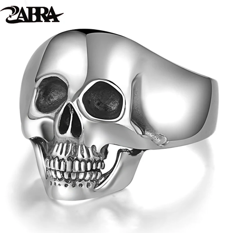 

Real Sterling 925 Silver Skull Rings For Men Domineering Tooth Vintage Punk Rock Gothic Bague Argent Fashion Anel Masculino